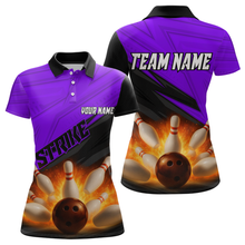 Load image into Gallery viewer, Custom Flaming Purple Bowling Shirts for Women Men Team Bowling Polo & Quarter Zip MBL99