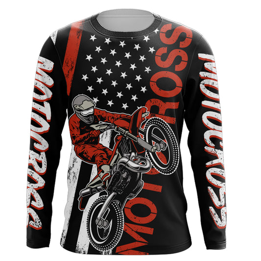 American Flag Motocross Jersey UPF30+ Racing Dirt Bike Riding Shirt Off-Road Long Sleeves XM28