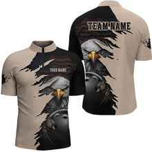 Load image into Gallery viewer, US Flag Eagle 3D Bowling Shirt for Men Custom Name Polo & Quarter-zip Bowling Jersey with Team HNT05