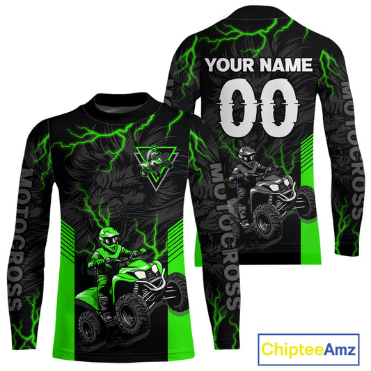 Custom Green Lion ATV Motocross Jersey Racing Shirts Off-Road Jersey Kid Men Women UPF30+ DNT24