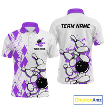 Load image into Gallery viewer, Purple Vintage Bowling Custom Men Bowling Shirt Polo & Quarter-Zip Bowling Team Jerseys HNT68