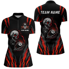 Load image into Gallery viewer, Personalized Skull Billiard Team Jerseys Billiard Shirts for Women Polo & 1/4 Zip Shirts NNT43