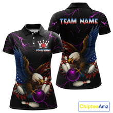 Load image into Gallery viewer, Purple Thunder US Flag Eagle Bowling Shirts for Women Team Bowling Polo & Quarter-Zip HNT96