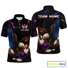 Load image into Gallery viewer, Purple Thunder US Flag Eagle Bowling Shirts for Men Team Bowling Polo & Quarter-Zip HNT96