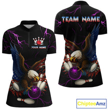 Load image into Gallery viewer, Purple Thunder US Flag Eagle Bowling Shirts for Women Team Bowling Polo & Quarter-Zip HNT96