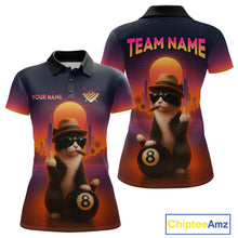 Load image into Gallery viewer, Custom Funny Cat 8 Ball Billiard Jersey for Women Billiard Uniform Polo & 1/4 Zip Billiard Team Shirts NNT80
