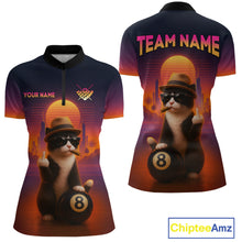 Load image into Gallery viewer, Custom Funny Cat 8 Ball Billiard Jersey for Women Billiard Uniform Polo & 1/4 Zip Billiard Team Shirts NNT80