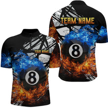Load image into Gallery viewer, Custom Flame 8 Ball Billiard Shirts for Men Billiard Team Jerseys Polo & 1/4 Zip Shirts NNT46