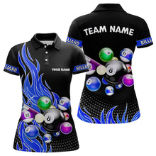 Load image into Gallery viewer, Custom Blue Flame Billiard Shirts for Women Billiard Team Jerseys Polo & 1/4 Zip Shirts NNT45