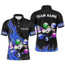 Load image into Gallery viewer, Custom Blue Flame Billiard Shirts for Men Billiard Team Jerseys Polo & 1/4 Zip Shirts NNT45