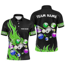 Load image into Gallery viewer, Custom Green Flame Billiard Shirts for Men Billiard Team Jerseys Polo & 1/4 Zip Shirts NNT45