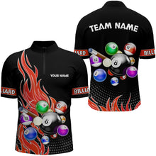 Load image into Gallery viewer, Custom Red Flame Billiard Shirts for Men Billiard Team Jerseys Polo & 1/4 Zip Shirts NNT45