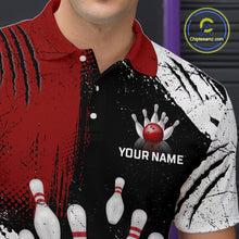 Load image into Gallery viewer, Custom Red Bowling Shirts for Men Polo & Quarter-Zip Bowling Team Bowling League HNT83