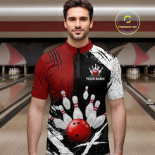 Load image into Gallery viewer, Custom Red Bowling Shirts for Men Polo & Quarter-Zip Bowling Team Bowling League HNT83