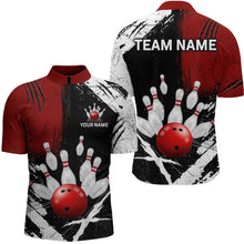 Load image into Gallery viewer, Custom Red Bowling Shirts for Men Polo & Quarter-Zip Bowling Team Bowling League HNT83