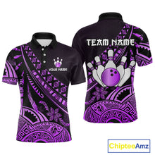 Load image into Gallery viewer, Purple Vintage Bowling Custom Men Bowling Shirt Polo & Quarter-Zip Bowling Team Jerseys HNT69