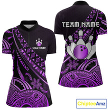 Load image into Gallery viewer, Purple Vintage Bowling Custom Women Bowling Shirt Polo & Quarter-Zip Bowling Team Jerseys HNT69