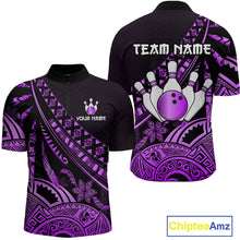 Load image into Gallery viewer, Purple Vintage Bowling Custom Men Bowling Shirt Polo & Quarter-Zip Bowling Team Jerseys HNT69