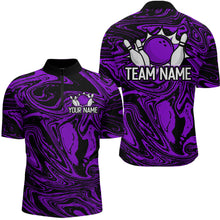 Load image into Gallery viewer, Custom Purple Bowling Men Bowling Shirt Polo & Quarter-Zip Bowling Team Jerseys HNT81