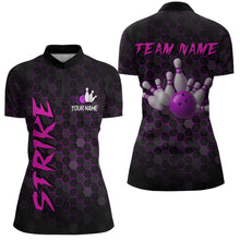 Load image into Gallery viewer, Custom Strike Purple Bowling Women Bowling Shirt Polo & Quarter-Zip Bowling Team Jerseys HNT79