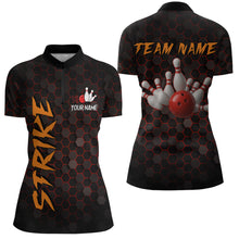Load image into Gallery viewer, Custom Strike Red Bowling Women Bowling Shirt Polo & Quarter-Zip Bowling Team Jerseys HNT79