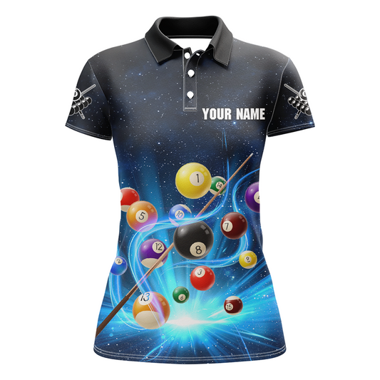 Custom Galaxy 8 Ball Billiard Shirts for Women Billiard Team Shirts Billiard League Polo & 1/4 Zipper NNT85