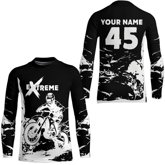 Black Motocross Racing Extreme Jersey Kid Men Women UPF30+ Youth Motorcycle Shirt MX DNT87