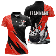 Load image into Gallery viewer, Custom Red Bowling Custom Women Bowling Shirt Polo & Quarter-Zip Bowling Team Jerseys HNT75