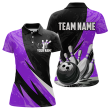 Load image into Gallery viewer, Custom Purple Bowling Custom Women Bowling Shirt Polo & Quarter-Zip Bowling Team Jerseys HNT75