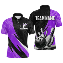 Load image into Gallery viewer, Custom Purple Bowling Custom Men Bowling Shirt Polo & Quarter-Zip Bowling Team Jerseys HNT75