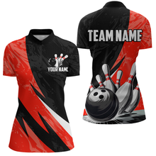Load image into Gallery viewer, Custom Red Bowling Custom Women Bowling Shirt Polo & Quarter-Zip Bowling Team Jerseys HNT75