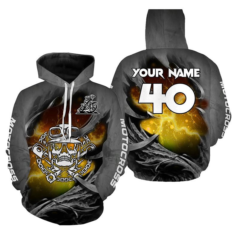 Adult&Kid Yellow Skull Custom Dirt Bike Jersey Motocross Jersey Upf30+ Motocross Shirt| CTP86