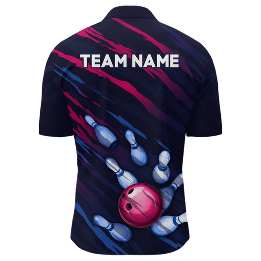 Custom Bowling 1/4 Zip Shirt Men & Women Navy Bowling Team Jersey CP02