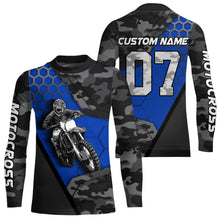 Load image into Gallery viewer, Blue Motocross Jersey Upf30+ Custom Dirt Bike Jersey Mens Women Off-Road Jersey Adult&Kid| CTP45