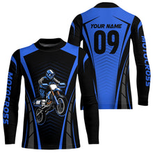 Load image into Gallery viewer, Custom Motocross Jersey Blue UPF30+ Dirt Bike Shirt MX Racing Racewear Adult&Kid| CTP50