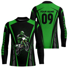Load image into Gallery viewer, Custom Motocross Jersey Green UPF30+ Dirt Bike Shirt MX Racing Racewear Adult&Kid| CTP50