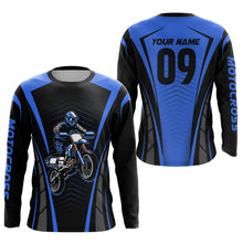 Load image into Gallery viewer, Custom Motocross Jersey Blue UPF30+ Dirt Bike Shirt MX Racing Racewear Adult&Kid| CTP50