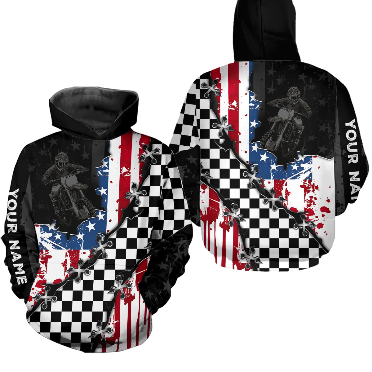 Custom Motocross Jersey for Men Women Upf30+ US Flag Dirt Bike Shirt Motorcycle Jersey| CTP70