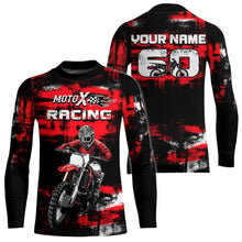 Load image into Gallery viewer, Adult&Kid Red Custom Dirt Bike Jersey Motocross Jersey Upf30+ Mens Women Motocross Shirt| CTP66