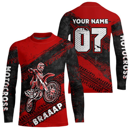 Custom Motocross Jersey Red Mens Women Upf30+ Dirt Bike Jersey Racing Shirt| CTP09