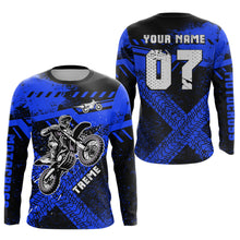 Load image into Gallery viewer, Adult&Kid Custom Blue Motocross Jersey for Men Women Upf30+ Extreme Dirt Bike Shirt| CTP75