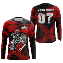 Load image into Gallery viewer, Adult&Kid Custom Red Motocross Jersey for Men Women Upf30+ Extreme Dirt Bike Shirt| CTP75