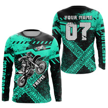 Load image into Gallery viewer, Adult&Kid Custom Turquoise Motocross Jersey for Men Women Upf30+ Extreme Dirt Bike Shirt| CTP75