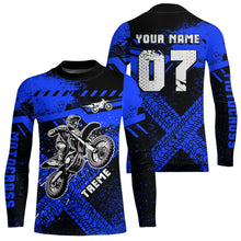 Load image into Gallery viewer, Adult&Kid Custom Blue Motocross Jersey for Men Women Upf30+ Extreme Dirt Bike Shirt| CTP75