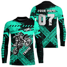 Load image into Gallery viewer, Adult&Kid Custom Turquoise Motocross Jersey for Men Women Upf30+ Extreme Dirt Bike Shirt| CTP75