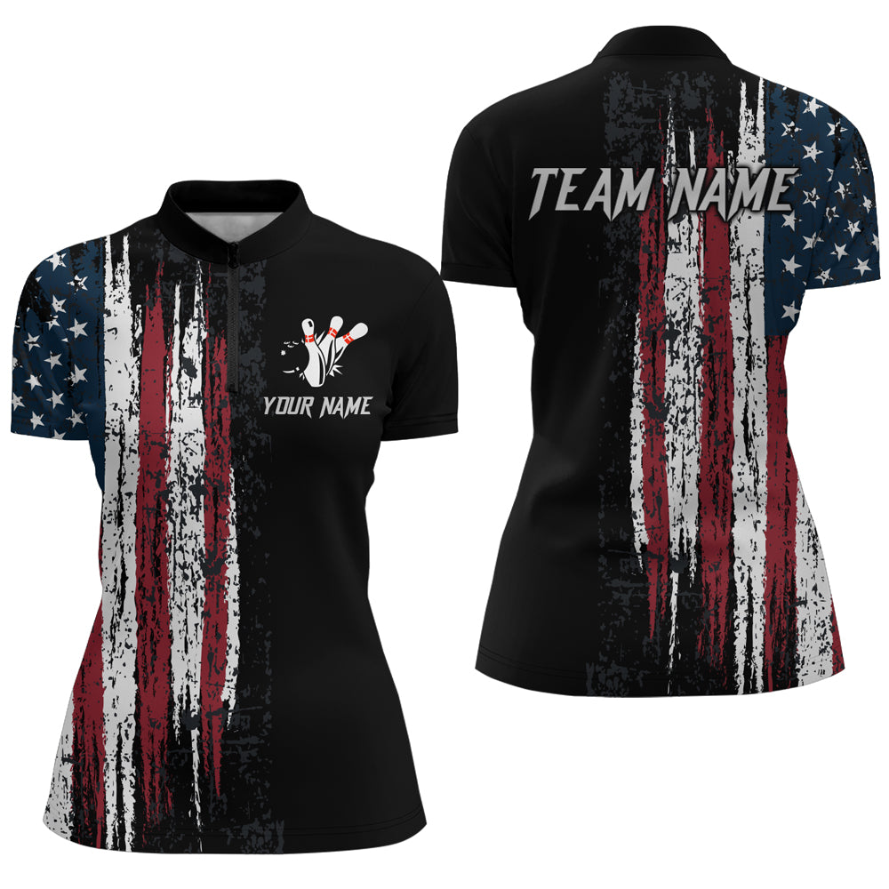 American Flag Bowling Jersey Men And Women Custom Bowling Shirts Unisex Polo Bowling Team Shirt CP16