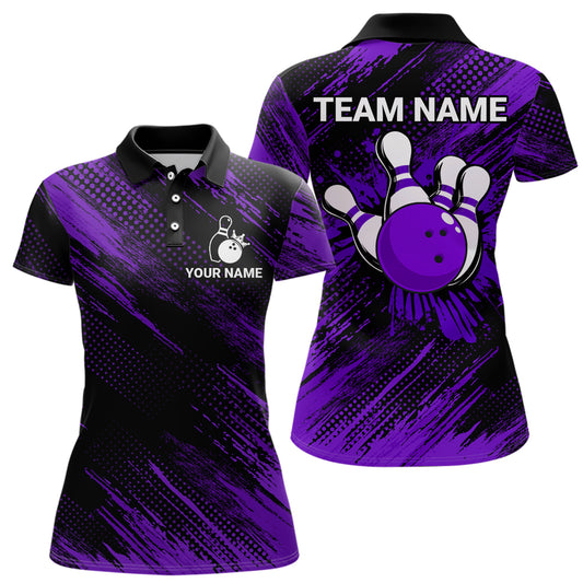 Purple Bowling Jersey Men And Women Custom Bowling Shirts Unisex Polo Bowling Team Shirt CP17