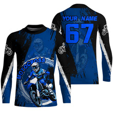 Load image into Gallery viewer, Adult&Kid Blue Custom Motocross Jersey Upf30+ Dirt Bike Jersey Mens Women Motocross Shirt| CTP53