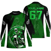 Load image into Gallery viewer, Adult&Kid Green Custom Motocross Jersey Upf30+ Dirt Bike Jersey Mens Women Motocross Shirt| CTP53