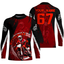 Load image into Gallery viewer, Adult&Kid Red Custom Motocross Jersey Upf30+ Dirt Bike Jersey Mens Women Motocross Shirt| CTP53